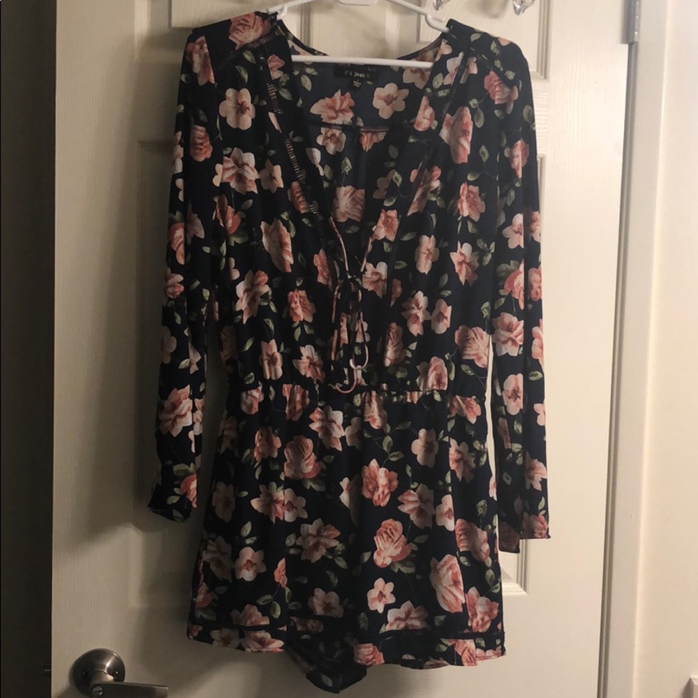 Navy blue Flower romper